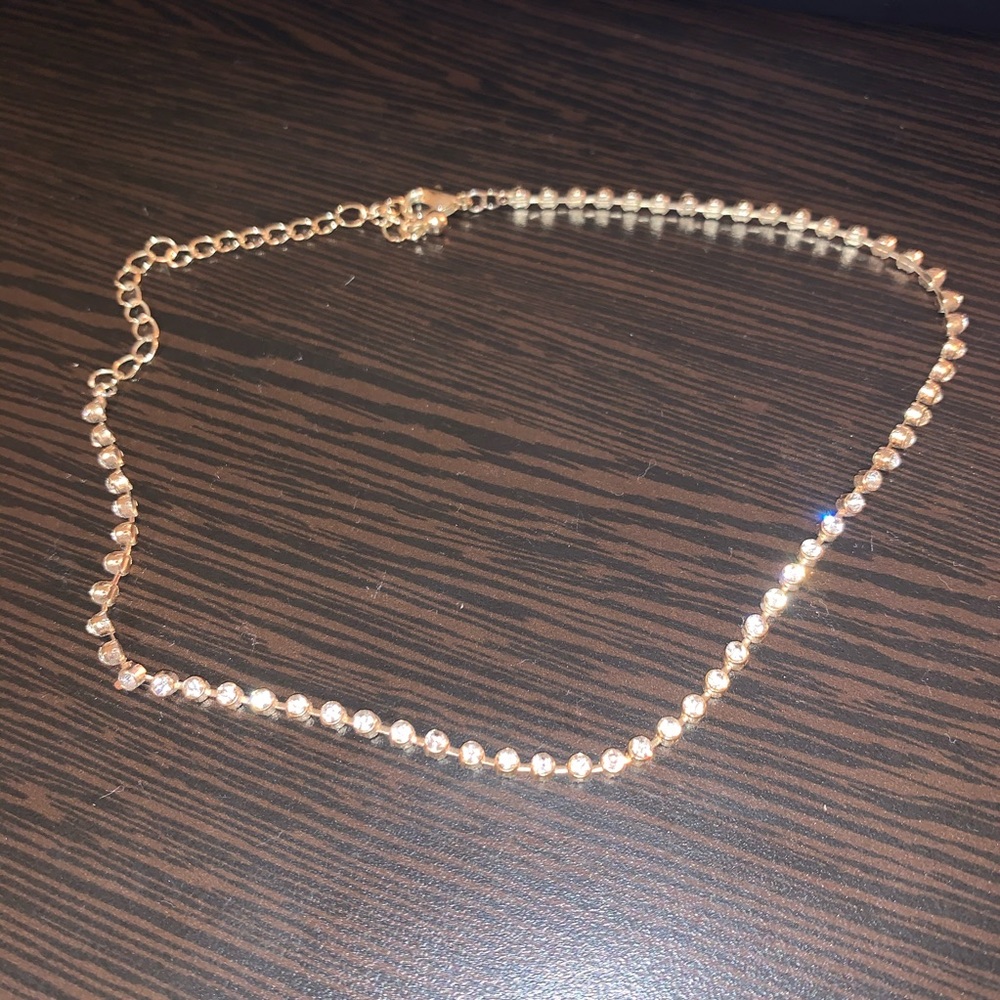 Rhinestone choker & longer layering chain
